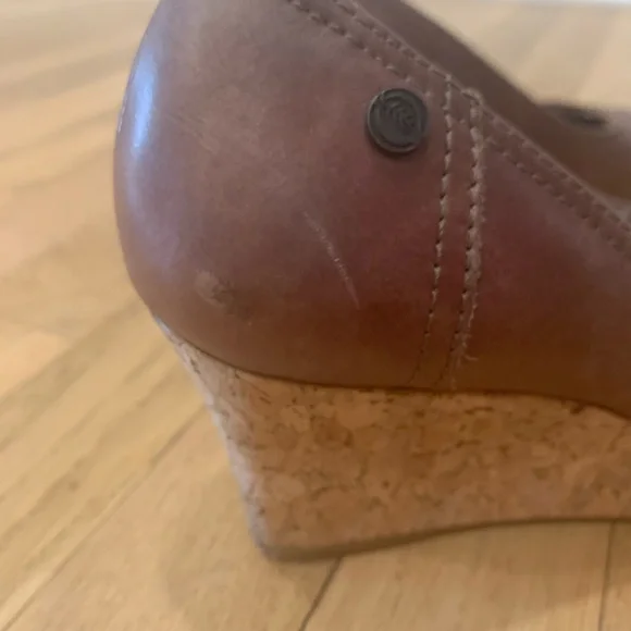 Nurture Peep Toe Metallic Cork Wedges - Picture 13 of 14